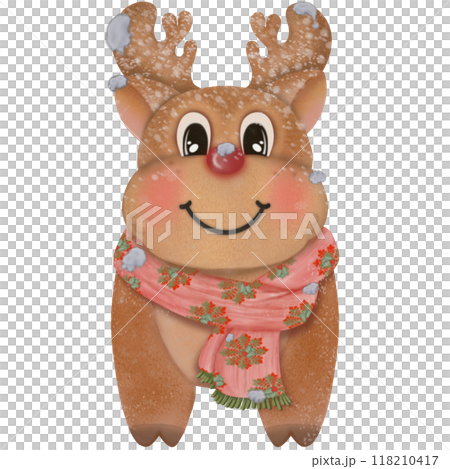 Illustration set of Cute Christmas reindeer character hand drawn. 118210417