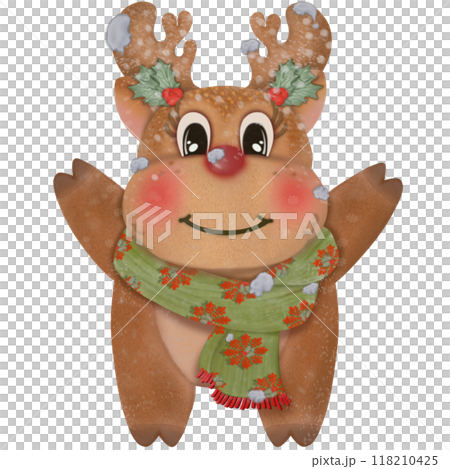 Illustration set of Cute Christmas reindeer character hand drawn. 118210425