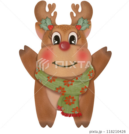 Illustration set of Cute Christmas reindeer character hand drawn. Illustration set of Cute Christmas reindeer character hand drawn. 118210426
