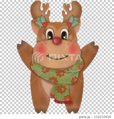 Illustration set of Cute Christmas reindeer character hand drawn. Illustration set of Cute Christmas reindeer character hand drawn. 118210426