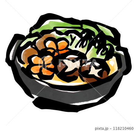 鍋料理のイラスト　居酒屋で使える筆調のイラスト 118210460