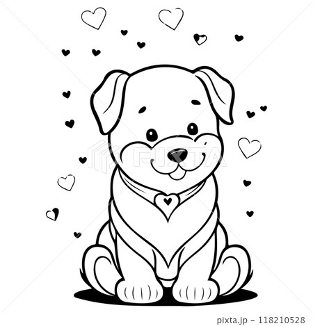 Happy Valentines Day Puppy dog love illustration sketch Happy Valentines Day Puppy dog love illustration sketch 118210528