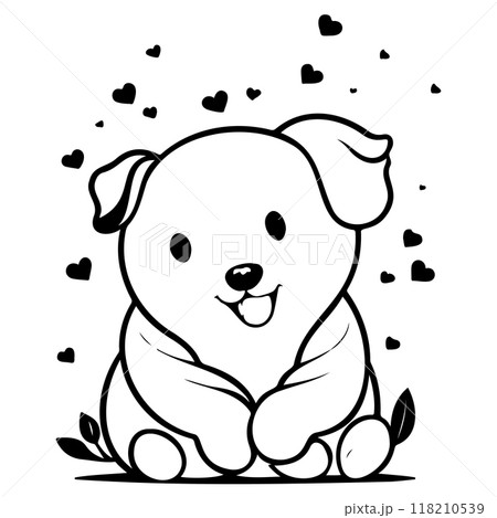 Happy Valentines Day Puppy dog love illustration sketch  118210539