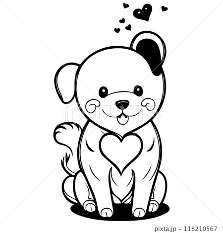 Happy Valentines Day Puppy dog love illustration sketch  Happy Valentines Day Puppy dog love illustration sketch  118210567