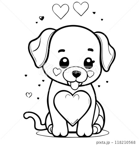 Happy Valentines Day Puppy dog love illustration sketch  Happy Valentines Day Puppy dog love illustration sketch  118210568