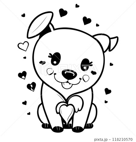 Happy Valentines Day Puppy dog love illustration sketch  Happy Valentines Day Puppy dog love illustration sketch  118210570