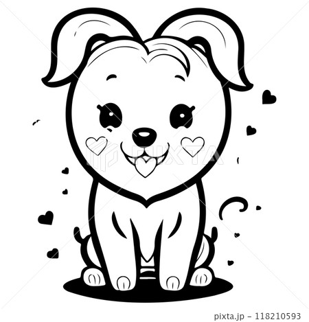 Happy Valentines Day Puppy dog love illustration sketch  118210593