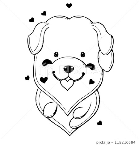 Happy Valentines Day Puppy dog love illustration sketch  118210594