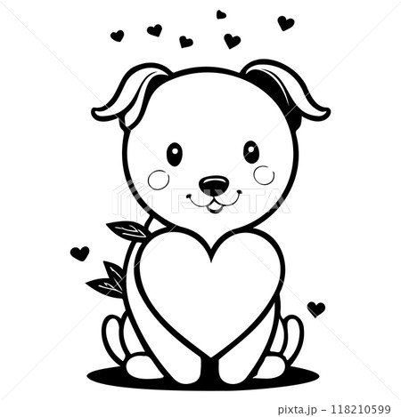Happy Valentines Day Puppy dog love illustration sketch  Happy Valentines Day Puppy dog love illustration sketch  118210599