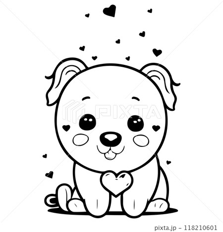 Happy Valentines Day Puppy dog love illustration sketch  118210601