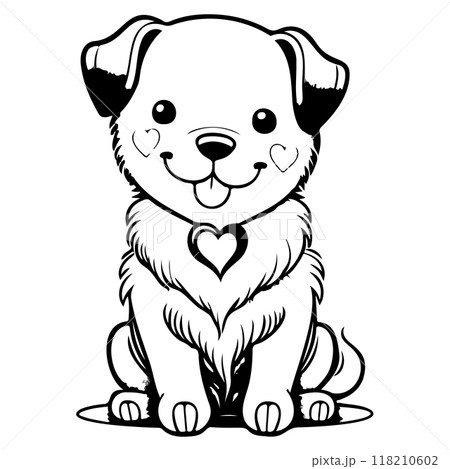 Happy Valentines Day Puppy dog love illustration sketch  118210602