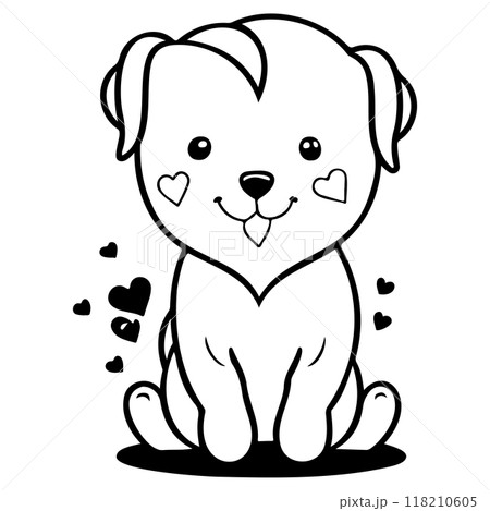 Happy Valentines Day Puppy dog love illustration sketch  118210605