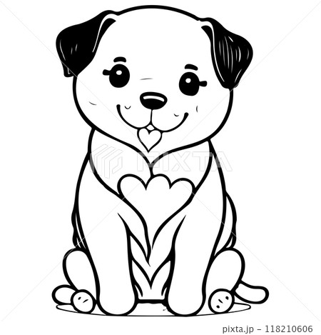 Happy Valentines Day Puppy dog love illustration sketch  118210606