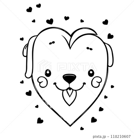 Happy Valentines Day Puppy dog love illustration sketch  118210607