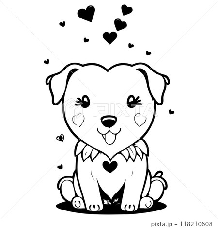 Happy Valentines Day Puppy dog love illustration sketch  118210608