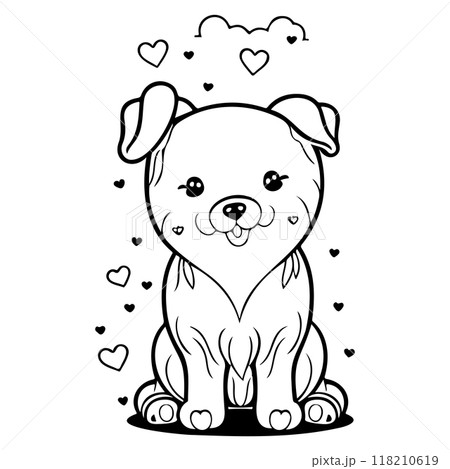 Happy Valentines Day Puppy dog love illustration sketch  118210619