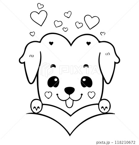 Happy Valentines Day Puppy dog love illustration sketch  118210672