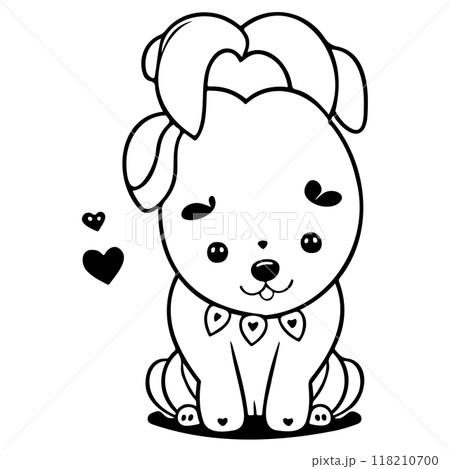 Happy Valentines Day Puppy dog love illustration sketch  118210700