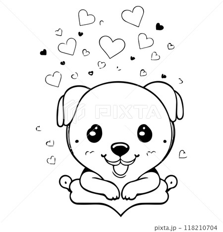 Happy Valentines Day Puppy dog love illustration sketch  118210704