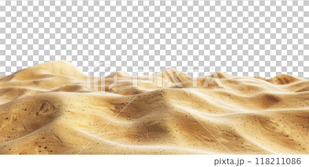 Golden Dunes in Desert. Sand Dunes on Isolated Background 118211086