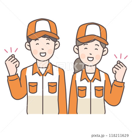 ガッツポーズするガソリンスタンド店員上半身イラスト ガッツポーズするガソリンスタンド店員上半身イラスト 118211629