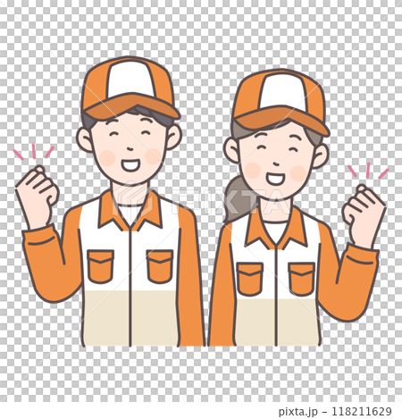 ガッツポーズするガソリンスタンド店員上半身イラスト ガッツポーズするガソリンスタンド店員上半身イラスト 118211629