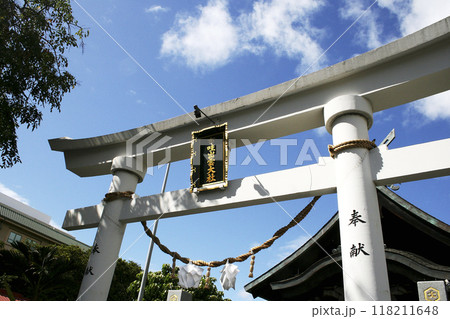 神社の鳥居と青い空　 118211648