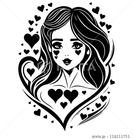 black mom beauty girl illustration  118211751