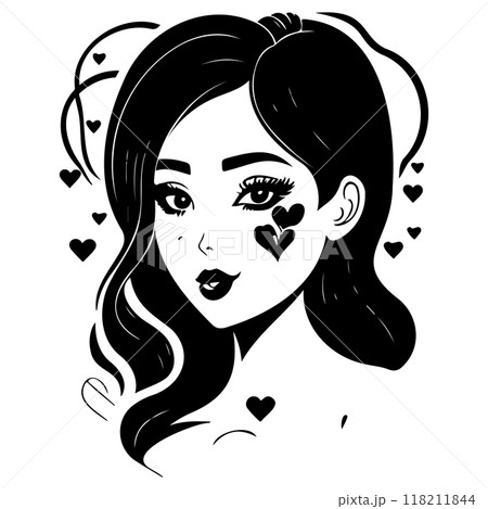 black mom beauty girl illustration  118211844