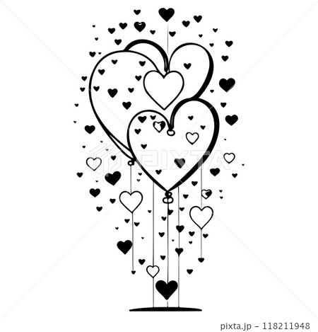 valentine hanging balloons hearts love illustration sketch  118211948