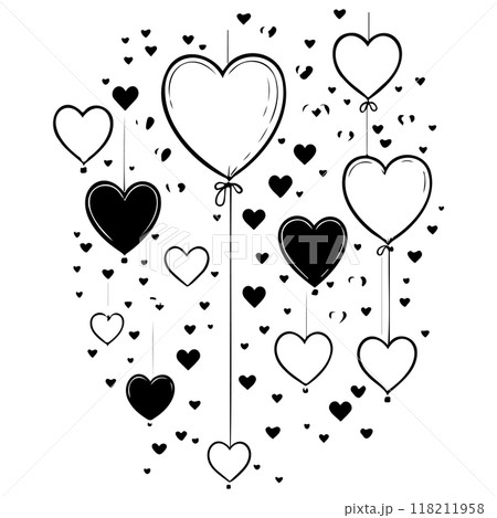 valentine hanging balloons hearts love illustration sketch valentine hanging balloons hearts love illustration sketch 118211958