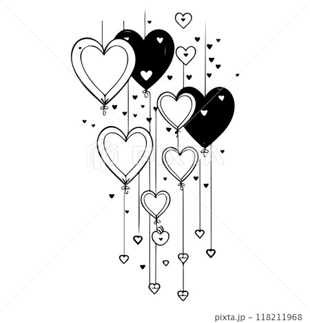 valentine hanging balloons hearts love illustration sketch valentine hanging balloons hearts love illustration sketch 118211968
