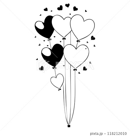 valentine hanging balloons hearts love illustration sketch  118212010