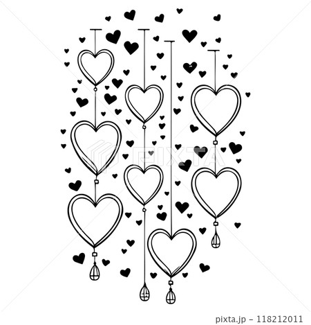 valentine hanging balloons hearts love illustration sketch valentine hanging balloons hearts love illustration sketch 118212011