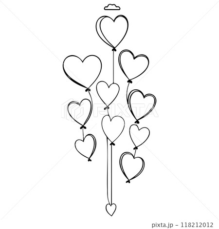 valentine hanging balloons hearts love illustration sketch  118212012