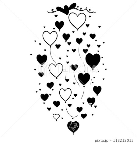 valentine hanging balloons hearts love illustration sketch  118212013