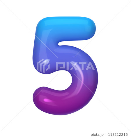 3D number 5 with blue and violet gradient. Modern, vibrant, and abstract. Perfect for digital art, graphic design, and creative projects. Vector illustration 118212216