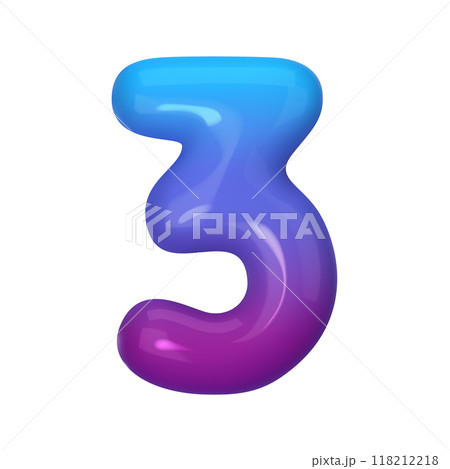 3D number 3 with blue and violet gradient. Modern, vibrant, and abstract. Perfect for digital art, graphic design, and creative projects. Vector illustration 118212218
