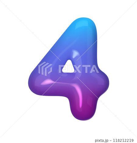 3D number 4 with blue and violet gradient. Modern, vibrant, and abstract. Perfect for digital art, graphic design, and creative projects. Vector illustration 118212219