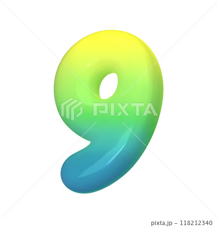 Stylish 3D number 9 with green-blue gradient. Modern, vibrant, and abstract. Perfect for digital art, graphic design, and creative projects. Vector illustration Stylish 3D number 9 with green-blue gradient. Modern, vibrant, and abstract. Perfect for digital art, graphic design, and creative projects. Vector illustration 118212340