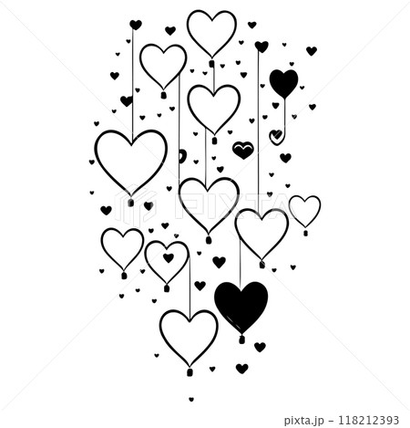 valentine hanging balloons hearts love illustration sketch valentine hanging balloons hearts love illustration sketch 118212393