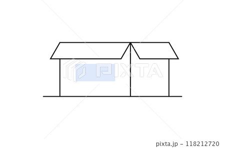 Minimalist box warehouse icon, representing logistics, supply chain management, storage, or e-commerce, box ideal for business operations, inventory management, and distribution. 118212720