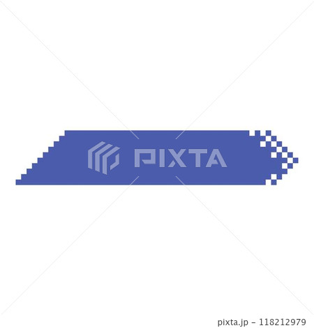 Pixel banner. Header, footer color layout with mosaic edges. Horizontal title tag with pixels. Labels pixelated decoration advertising vector element. Rectangular dotted shapes isolated. 118212979