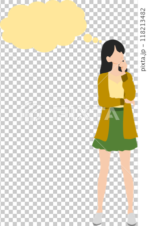 Illustration of a woman thinking Illustration of a woman thinking 118213482