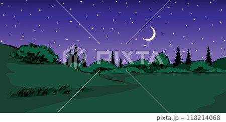 Vector drawing. Summer river scene 118214068