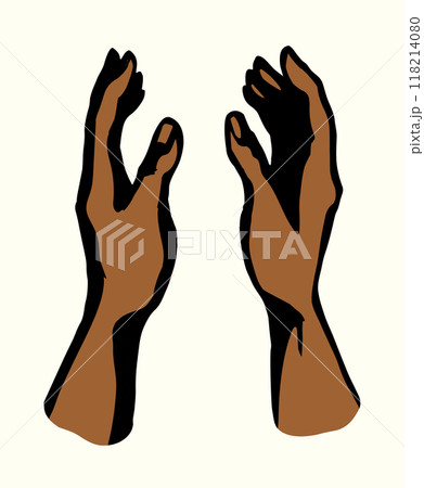 Young human hands. Vector drawing 118214080