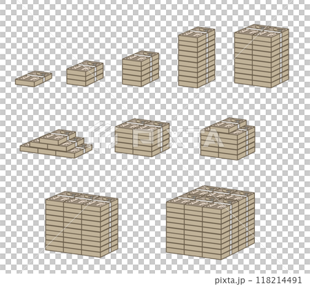 Set of illustrations of money bills Set of illustrations of money bills 118214491