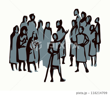 Vector drawing. Speaker speaks to the people 118214709