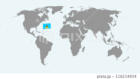 Pin map with Saint Lucia flag on world map. Vector illustration. 118214934