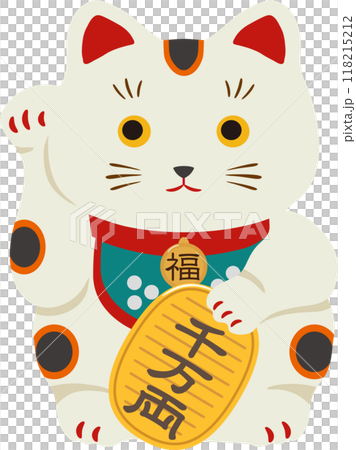 Lucky cat holding a gold coin 118215212